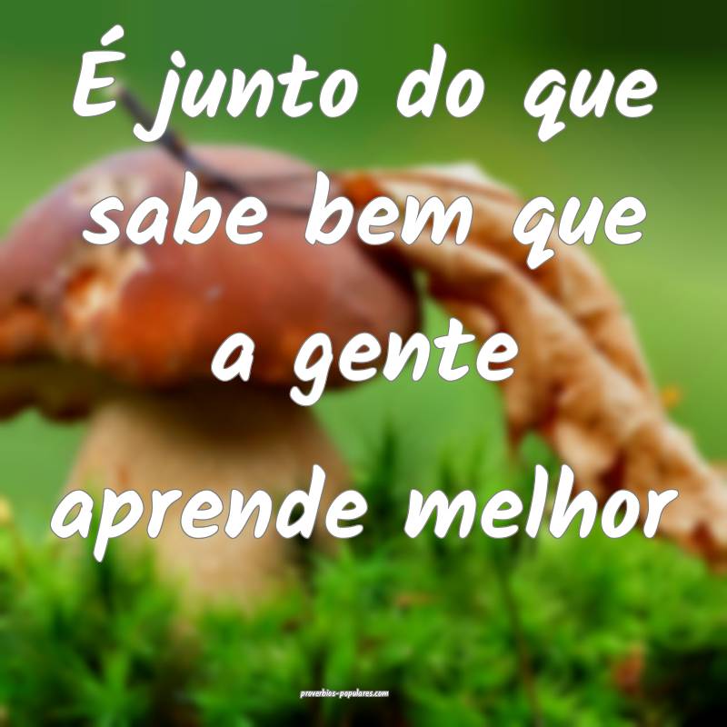 É junto do que sabe bem que a gente aprende melhor...