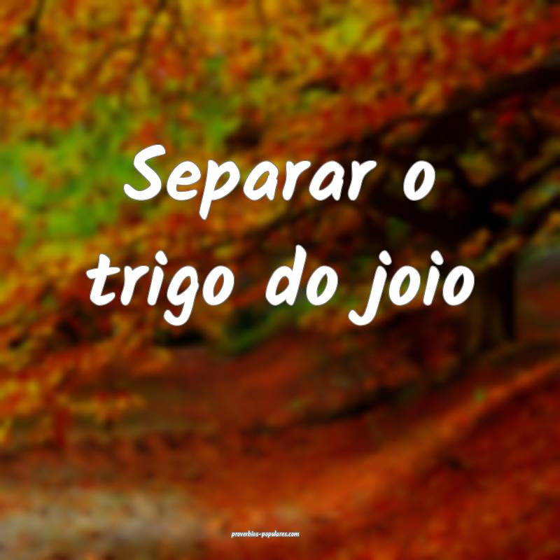 Separar o trigo do joio ...