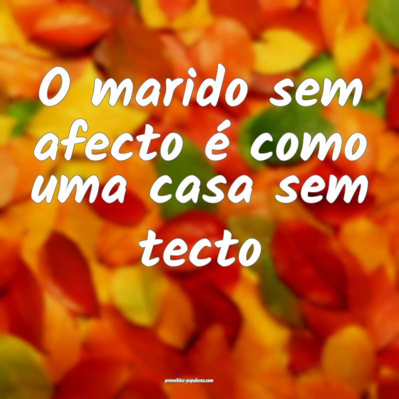 O marido sem afecto é como uma casa sem tecto...