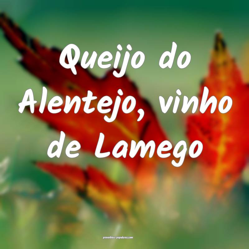 Queijo do Alentejo, vinho de Lamego ...