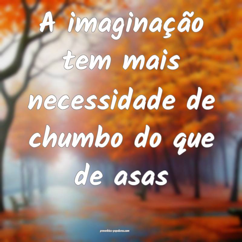 A imaginação tem mais necessidade de chumbo do que de asas...