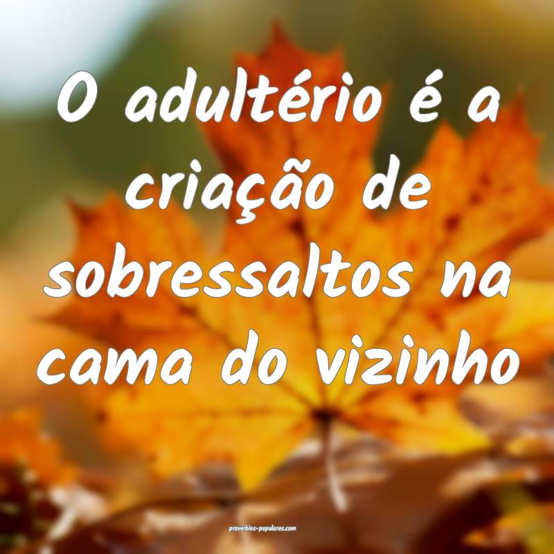 O adultério é a criação de sobressaltos na cama do vizinho...