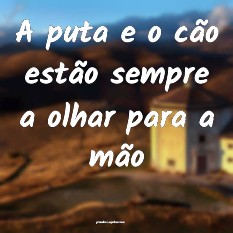 A puta e o cão estão sempre a olhar para a mão...