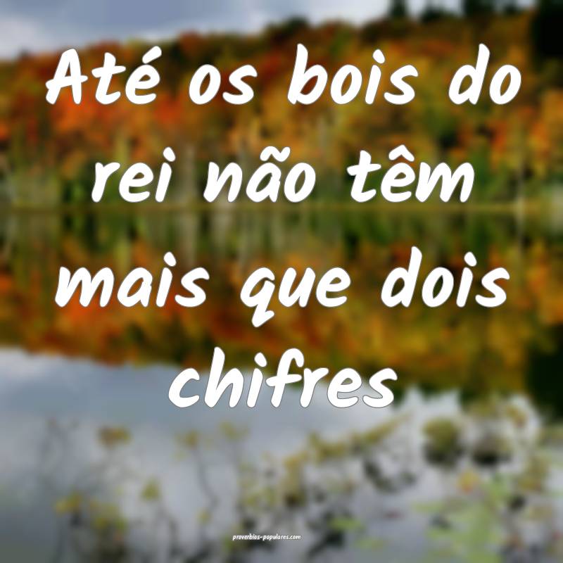 Até os bois do rei não têm mais que dois chifres...