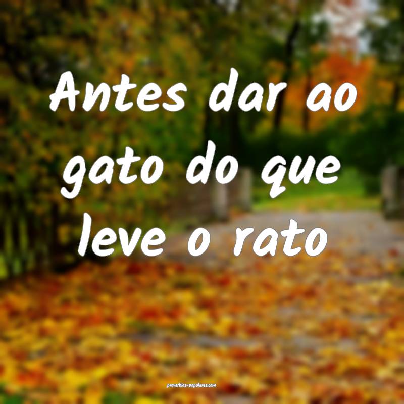 Antes dar ao gato do que leve o rato ...
