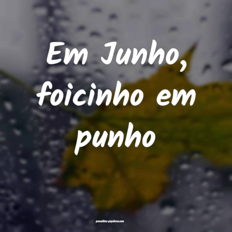 Em Junho, foicinho em punho...