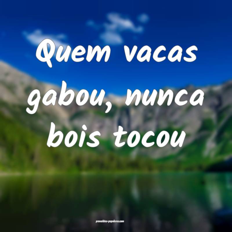 Quem vacas gabou, nunca bois tocou...