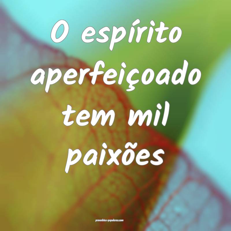 O espírito aperfeiçoado tem mil paixões ...