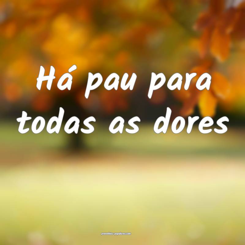 Há pau para todas as dores ...