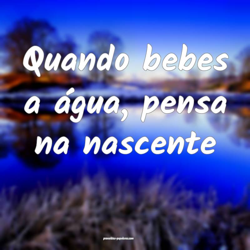 Quando bebes a água, pensa na nascente ...