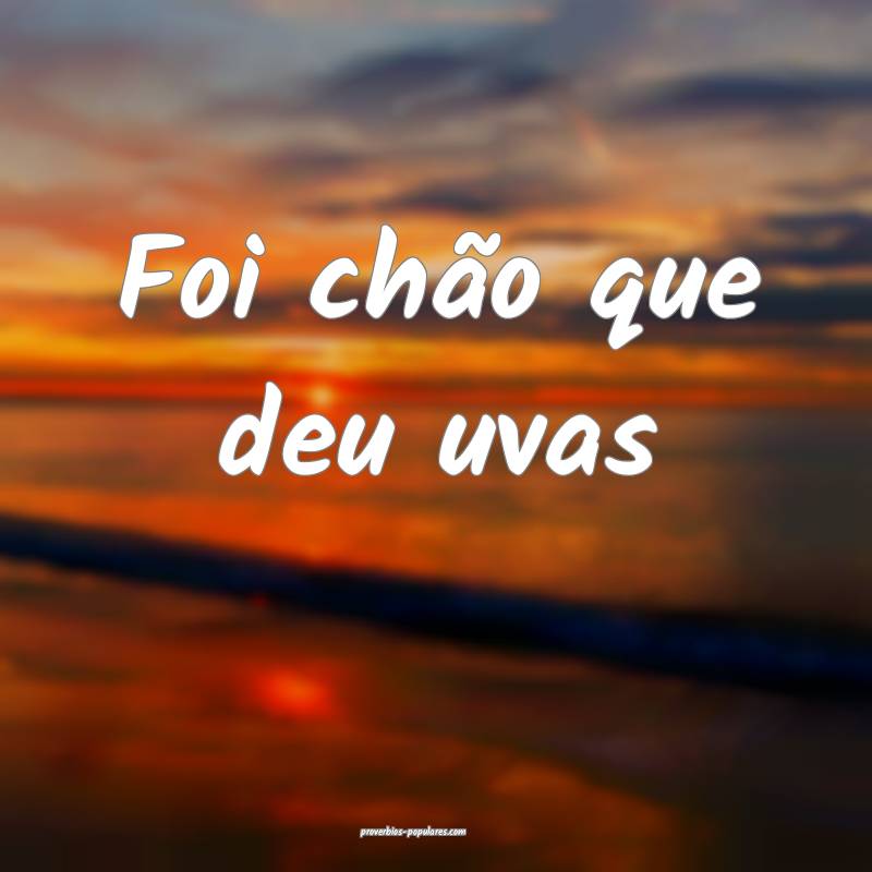 Foi chão que deu uvas...