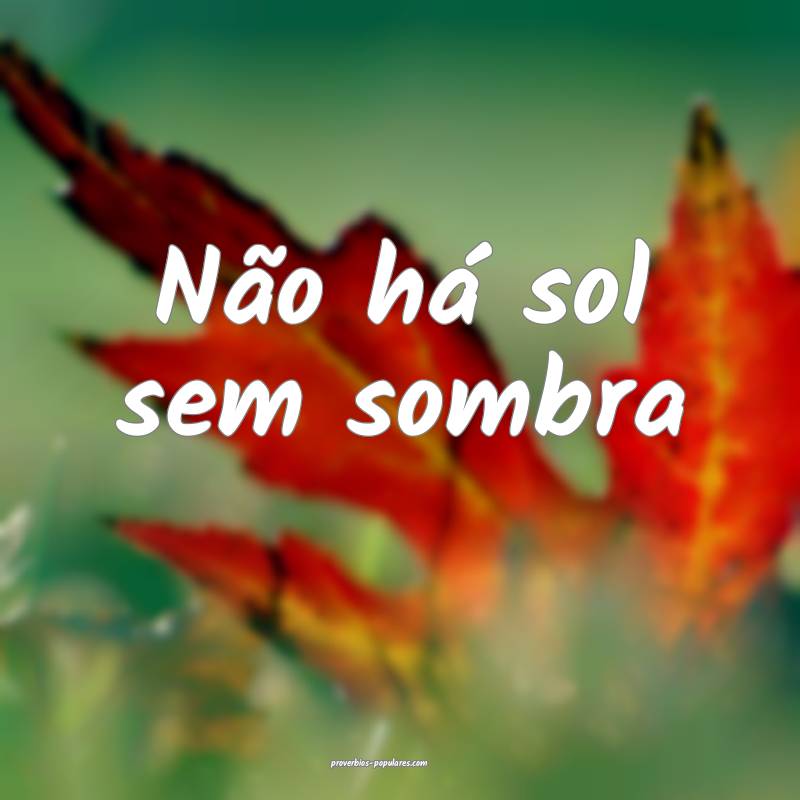 Não há sol sem sombra...