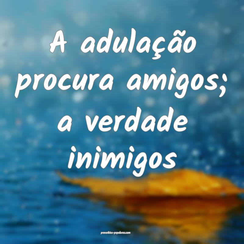 A adulação procura amigos; a verdade inimigos...