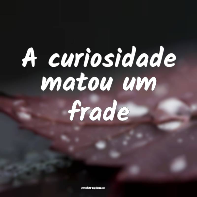 A curiosidade matou um frade ...