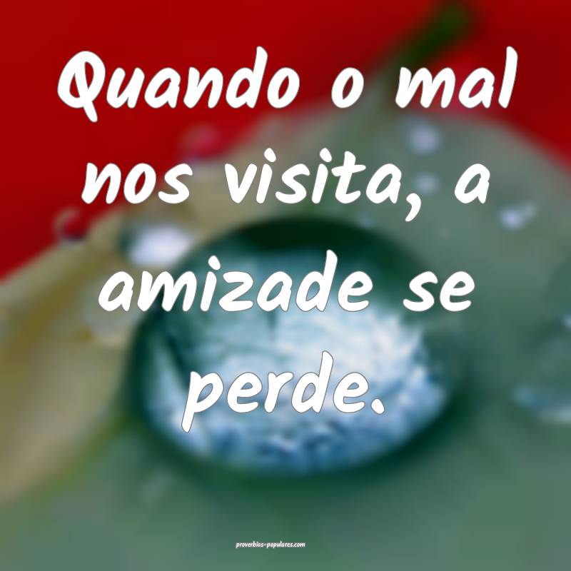Quando o mal nos visita, a amizade se perde.
...