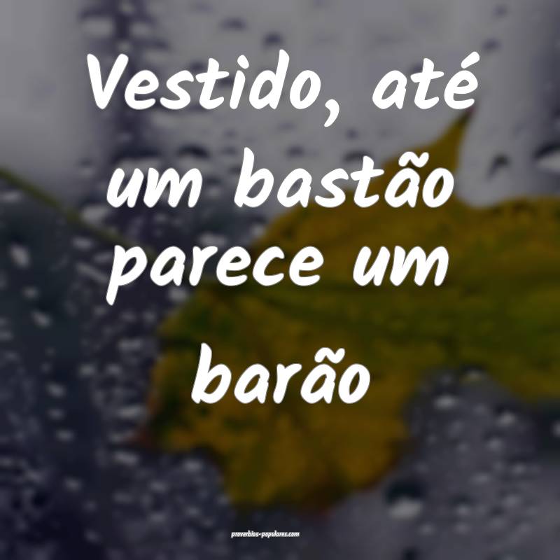 Vestido, até um bastão parece um barão ...