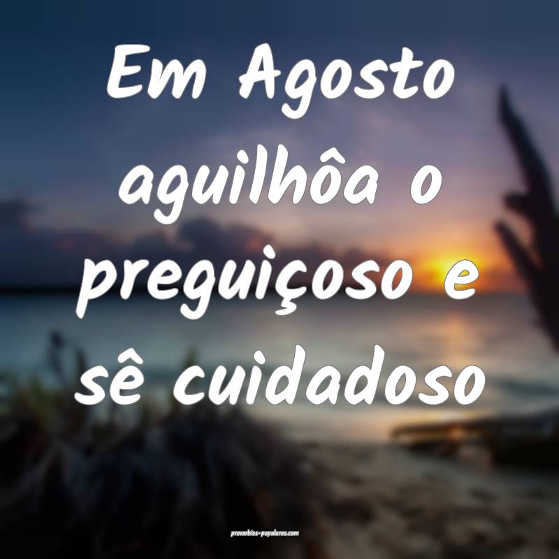 Em Agosto aguilhôa o preguiçoso e sê cuidadoso ...