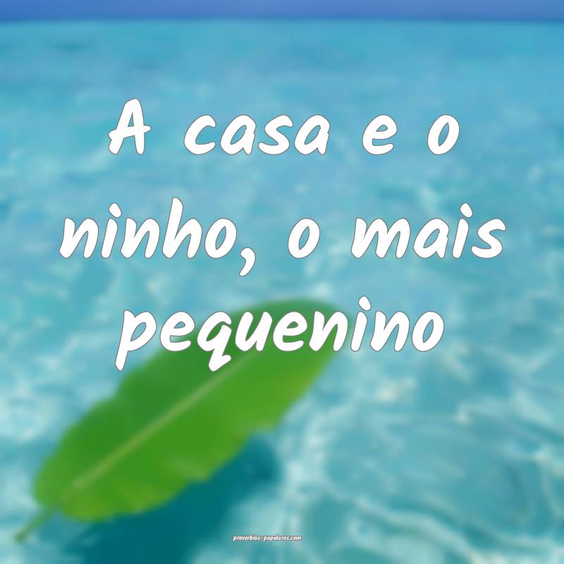 A casa e o ninho, o mais pequenino...