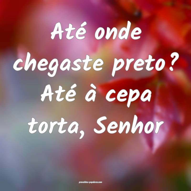 Até onde chegaste preto? Até à cepa torta, Senhor...
