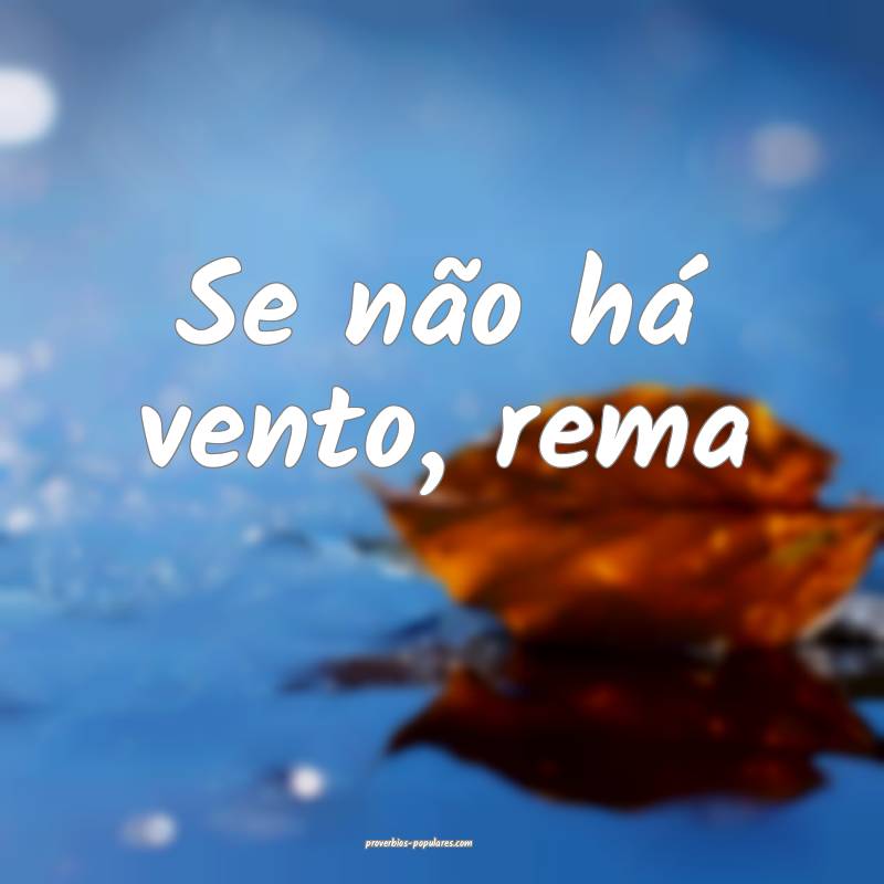 Se não há vento, rema ...