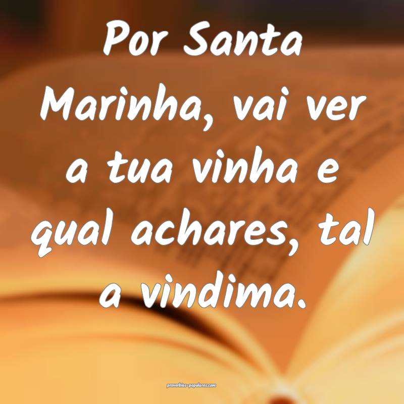 Por Santa Marinha, vai ver a tua vinha e qual acha ...