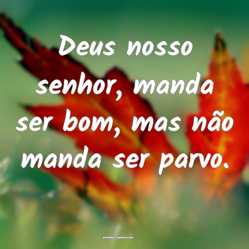 Deus nosso senhor, manda ser bom, mas não manda ser parvo....
