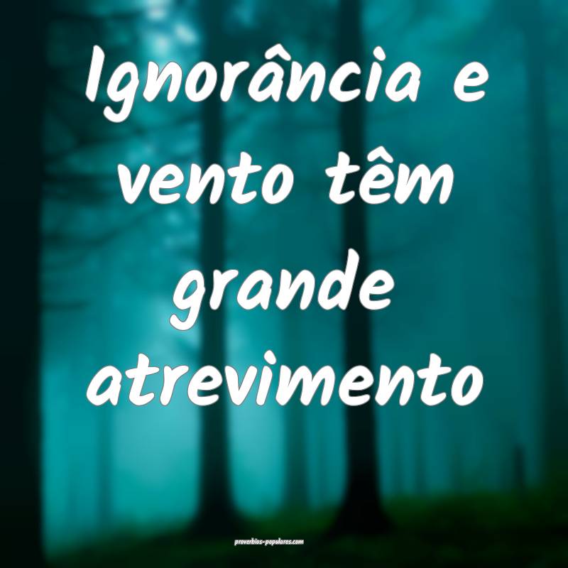 Ignorância e vento têm grande atrevimento...