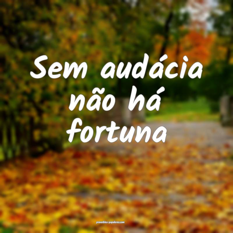 Sem audácia não há fortuna ...