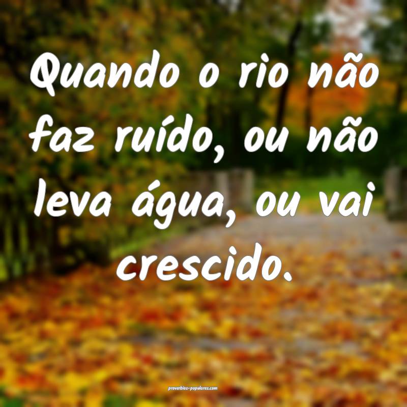 Quando o rio não faz ruído, ou não leva água, ou vai crescido.
...