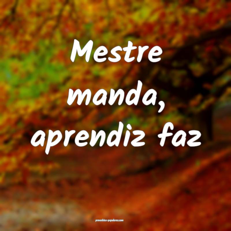 Mestre manda, aprendiz faz...