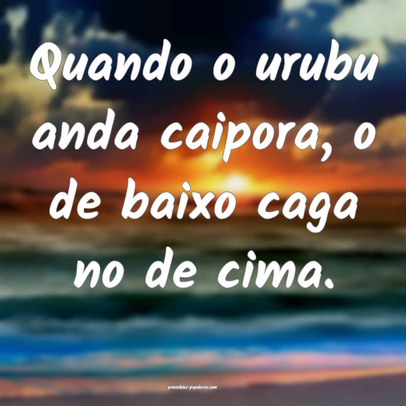 Quando o urubu anda caipora, o de baixo caga no de cima.
...