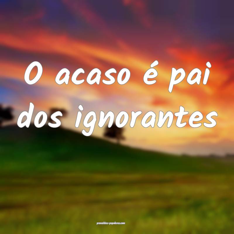 O acaso é pai dos ignorantes...