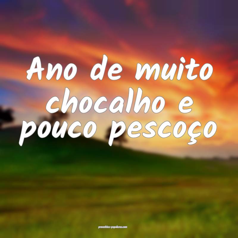 Ano de muito chocalho e pouco pescoço ...