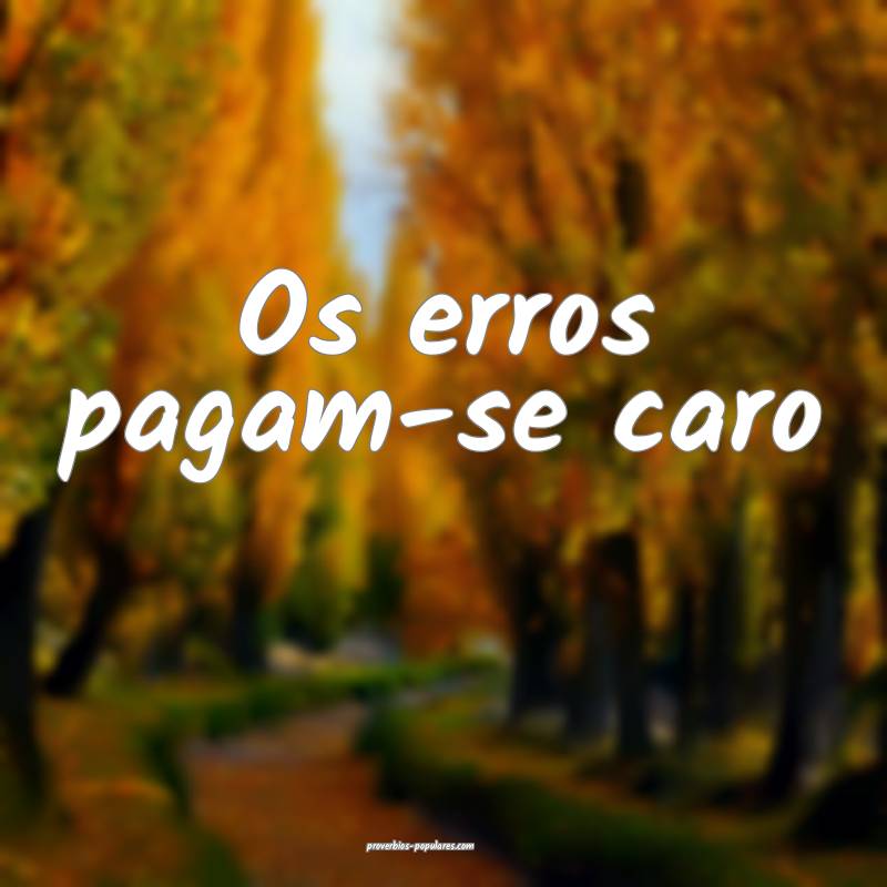 Os erros pagam-se caro...