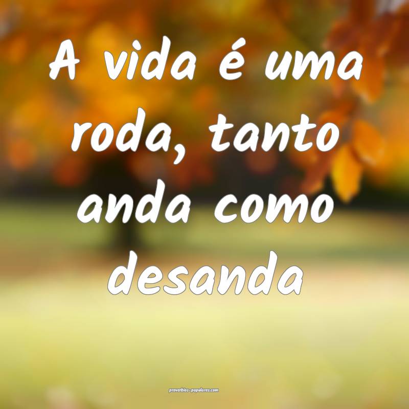 A vida é uma roda, tanto anda como desanda...