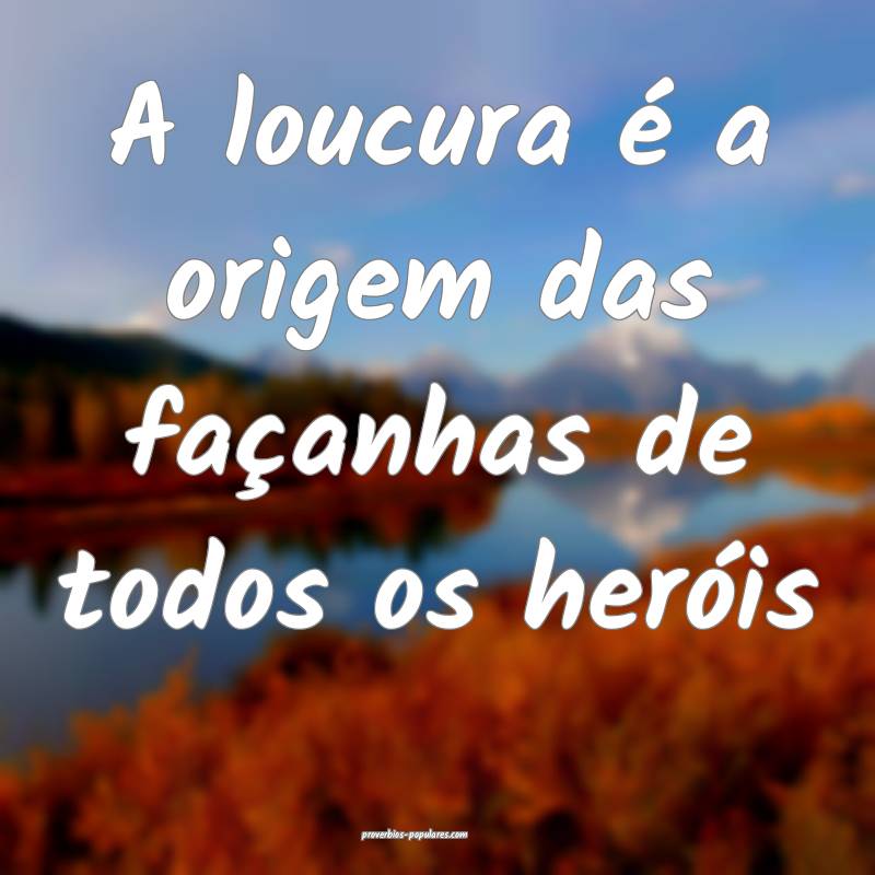 A loucura é a origem das façanhas de todos os heróis...