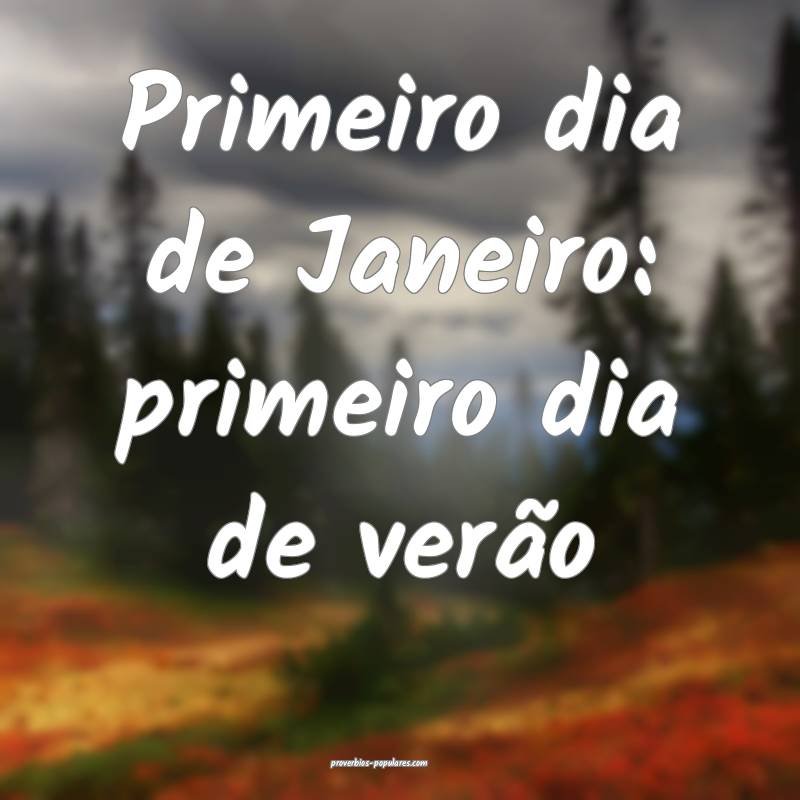 Primeiro dia de Janeiro: primeiro dia de verão...