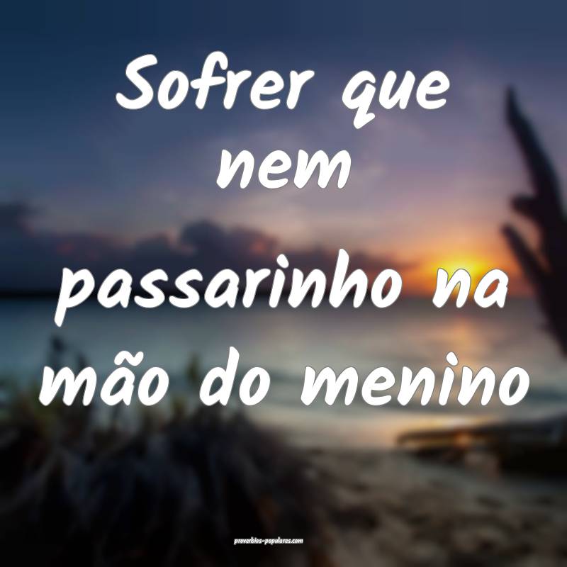 Sofrer que nem passarinho na mão do menino...