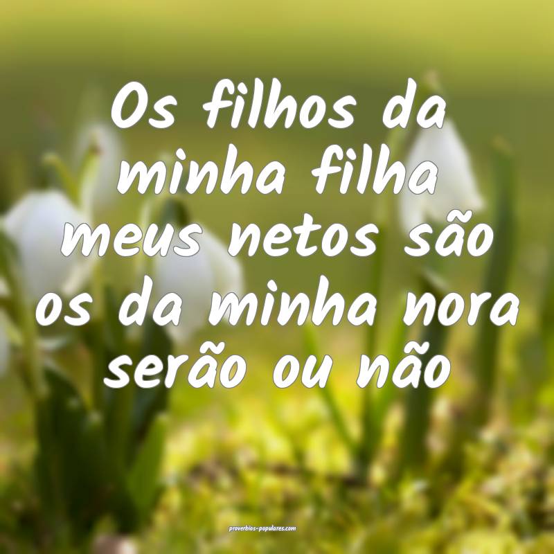 Os filhos da minha filha meus netos são os da minha nora serão ou n...