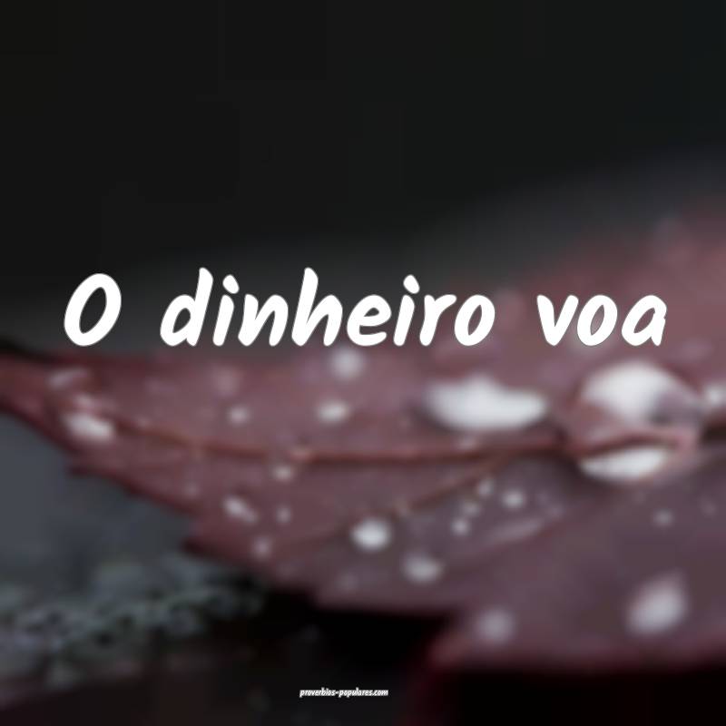 O dinheiro voa ...