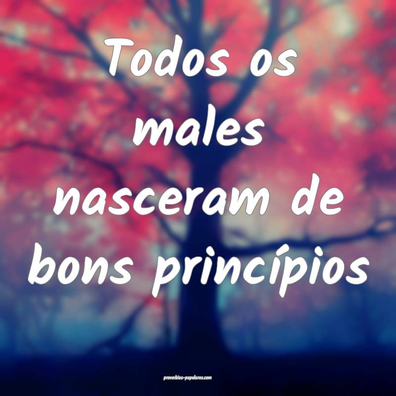 Todos os males nasceram de bons princípios...