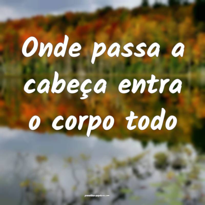 Onde passa a cabeça entra o corpo todo...