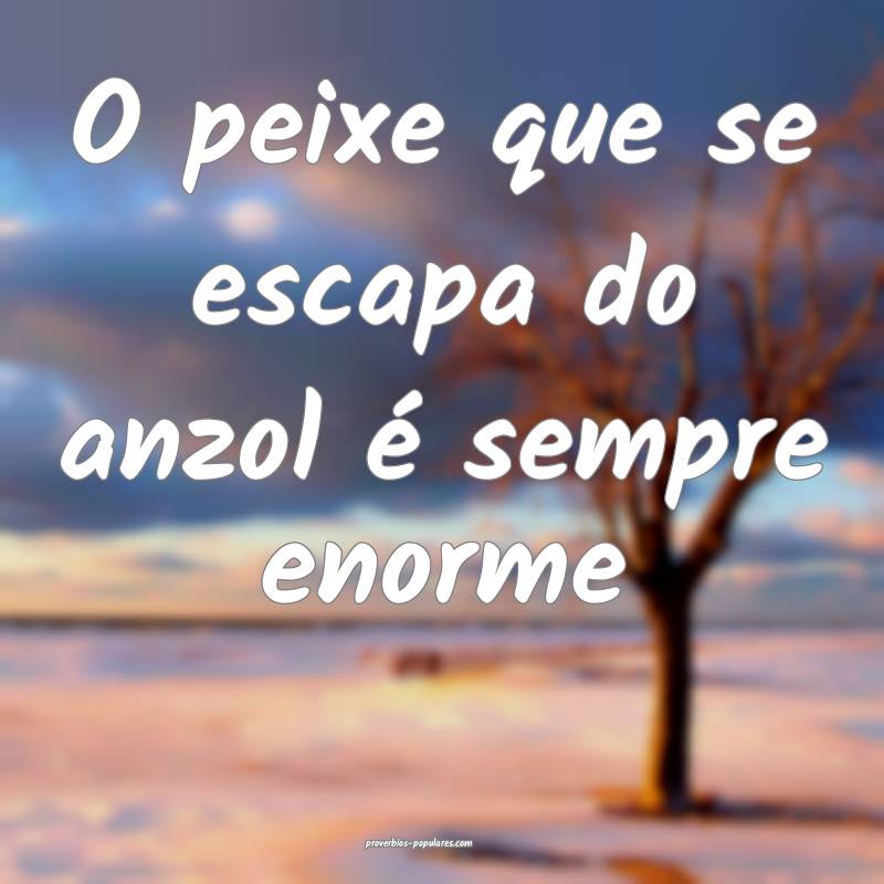 O peixe que se escapa do anzol é sempre enorme...