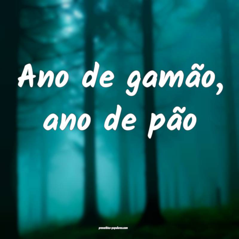 Ano de gamão, ano de pão ...