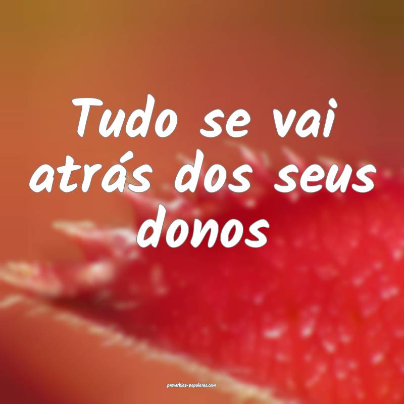 Tudo se vai atrás dos seus donos ...