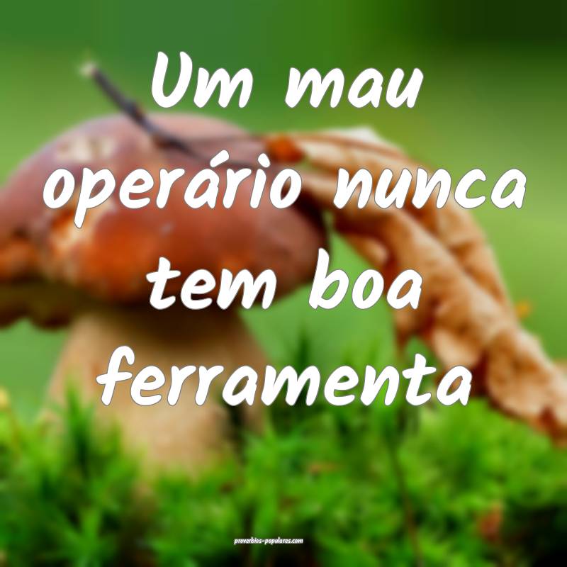 Um mau operário nunca tem boa ferramenta...