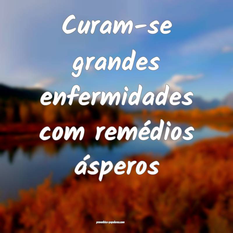 Curam-se grandes enfermidades com remédios ásperos...