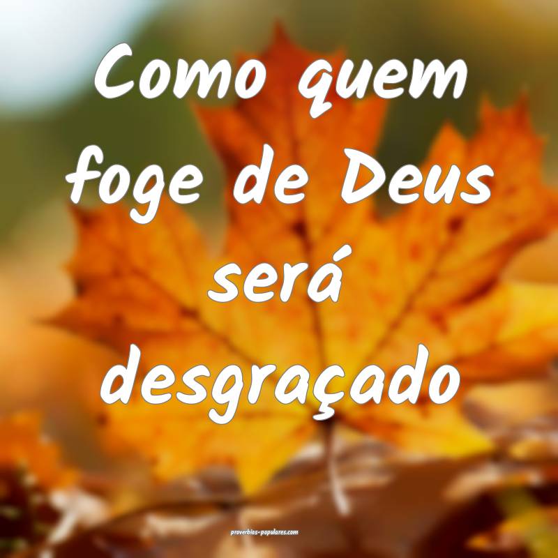 Como quem foge de Deus será desgraçado...