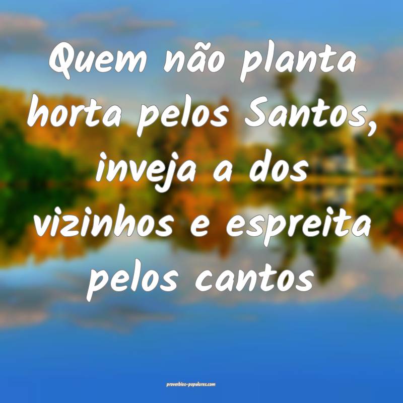Quem não planta horta pelos Santos, inveja a dos vizinhos e espreita ...