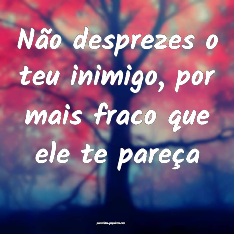 Não desprezes o teu inimigo, por mais fraco que e ...